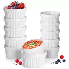 GENERICO - Pack 12 Ramekin Pocillo Blanco Apto Para Horno 270ml