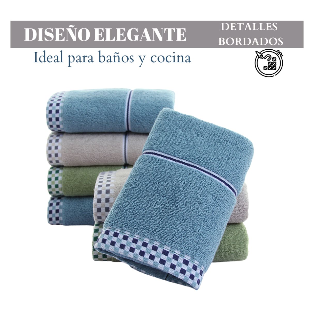 GENERICO - Pack De 6 Toallas De Algodon  75x35 cm Paños Cocina Baño