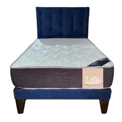 GENERICO - CAMA CON BOTONES AZUL PETROLEO 15P EN LINO