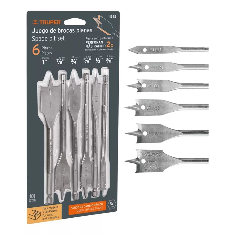 TRUPER - Brocas Para Madera Planas 6 Piezas Truper