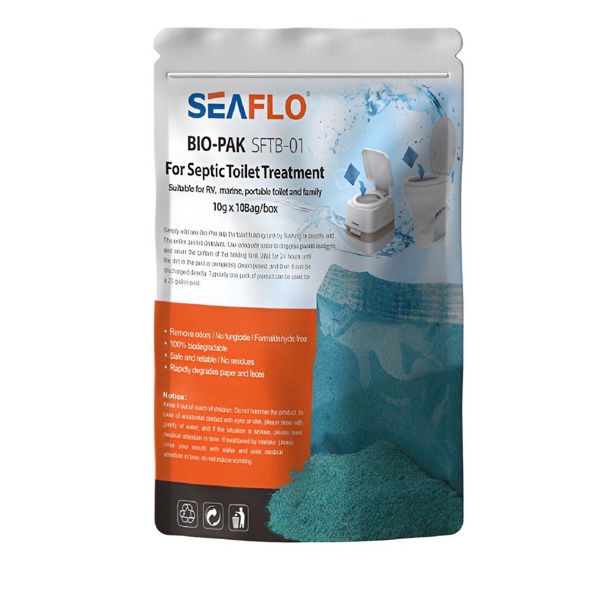 SEAFLO - POLVO DISGREGANTE BAÑO QUÍMICO PORTATIL CAMPING