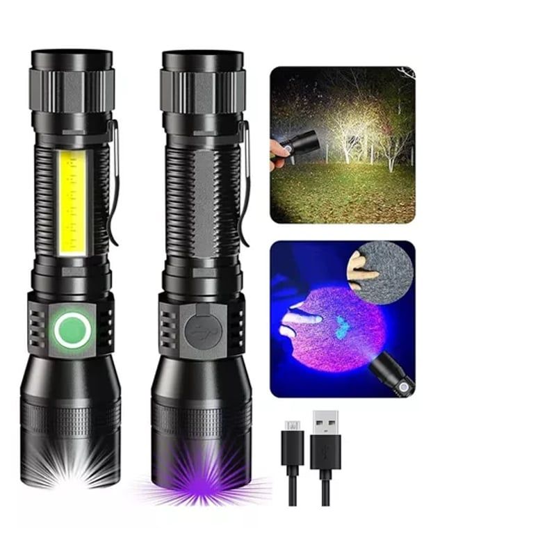 GENERICO - Linterna Recargable Con Luz Led Uv Con Ultravioleta 7 En 1