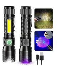 GENERICO - Linterna Recargable Con Luz Led Uv Con Ultravioleta 7 En 1