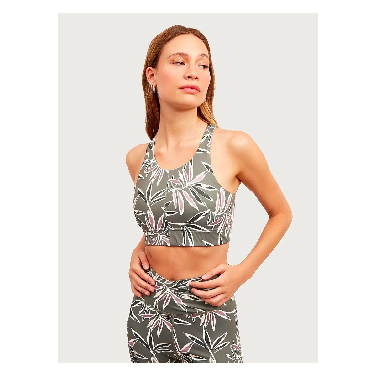 LOUNGE - Peto Deportivo Halter Hojas Verde LOUNGE