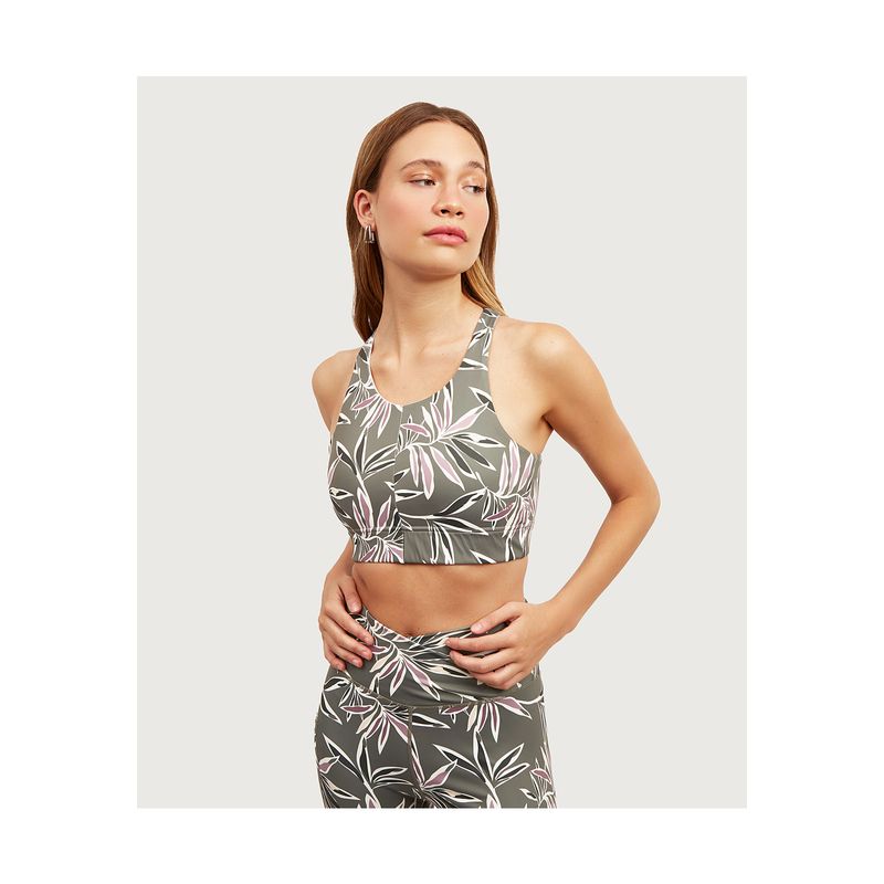 LOUNGE - Peto Deportivo Halter Hojas Verde LOUNGE