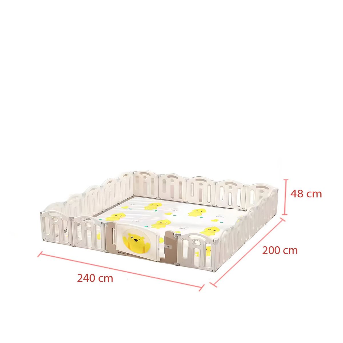 BEBESIT - Corral de juegos didáctico +Alfombra Antigolpes 200x240x48cm