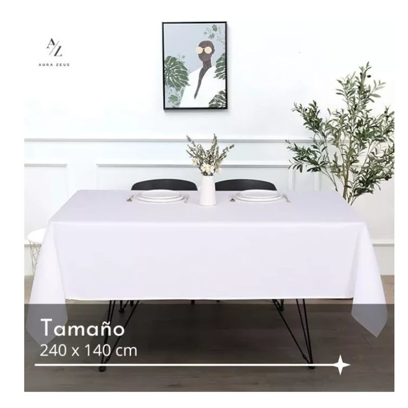 GENERICO - Mantel Rectangular Antimanchas 220 X 140 Cm Mesa Blanco