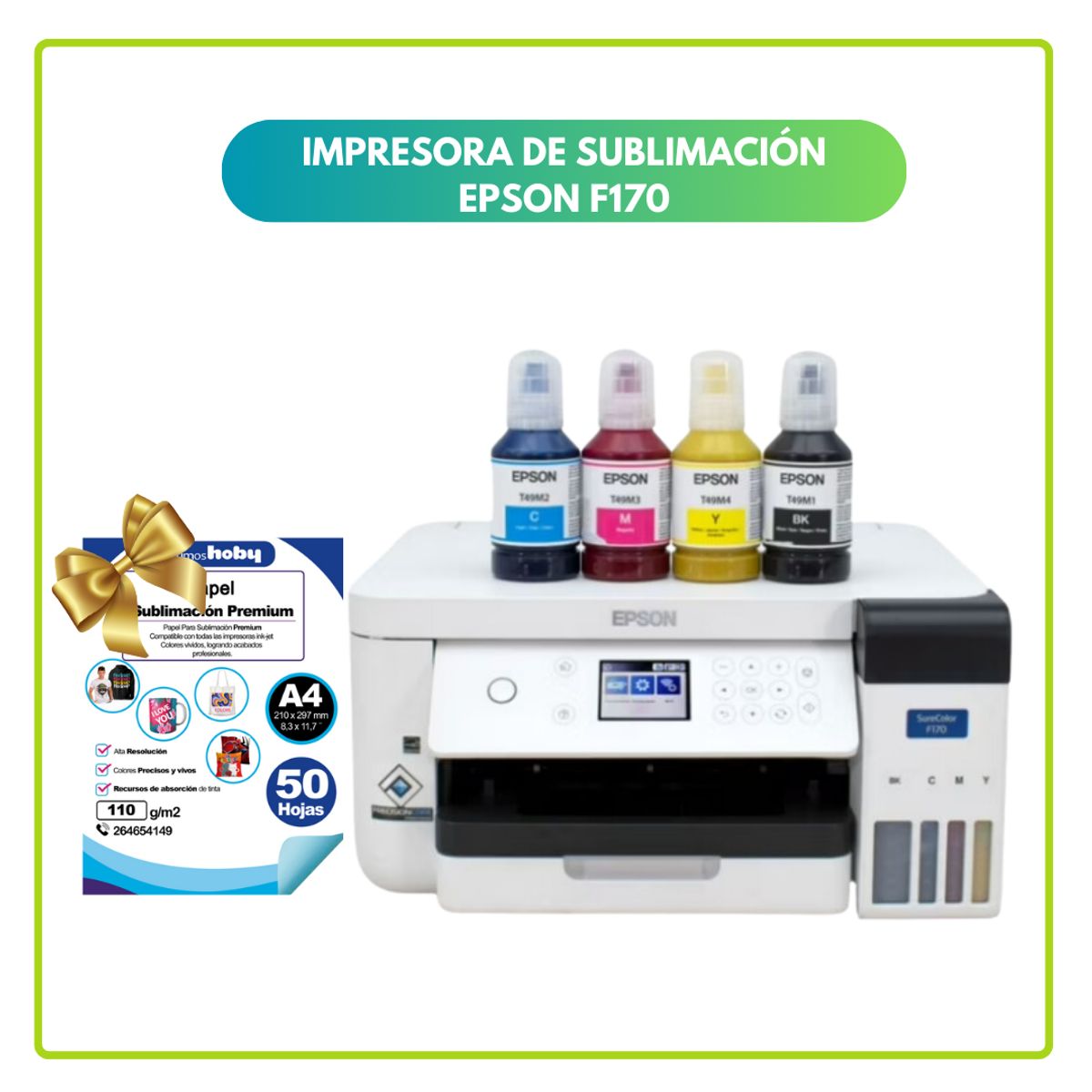 EPSON - Impresora Epson para Sublimación SureColor Tinta F170 Wifi + PAPEL