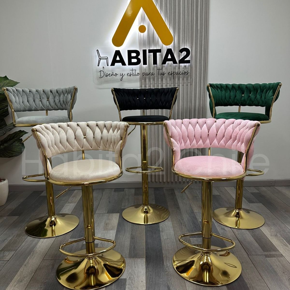 GENERICO - Taburete Queen Gold Rosado - 2 Unidades