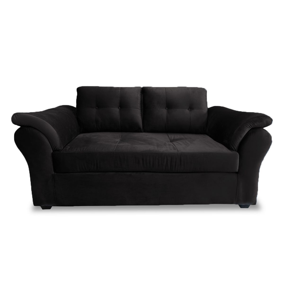 FOCUS - Sofá Venecia + 2 Puff Felpa Negro