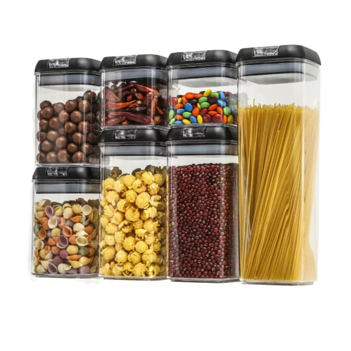 GENERICO - set 7 Organizadores Frasco Hermetico Cocina Tupper Recipiente