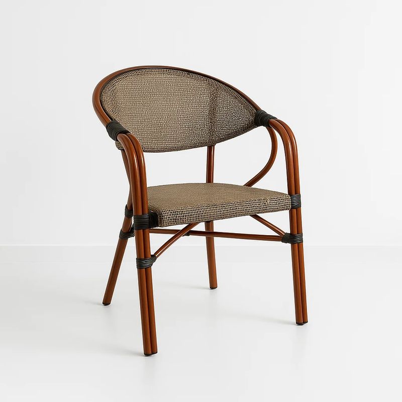 KLIK - Silla Bistro Parisina Textileno con reposabrazos - Beige - Beige