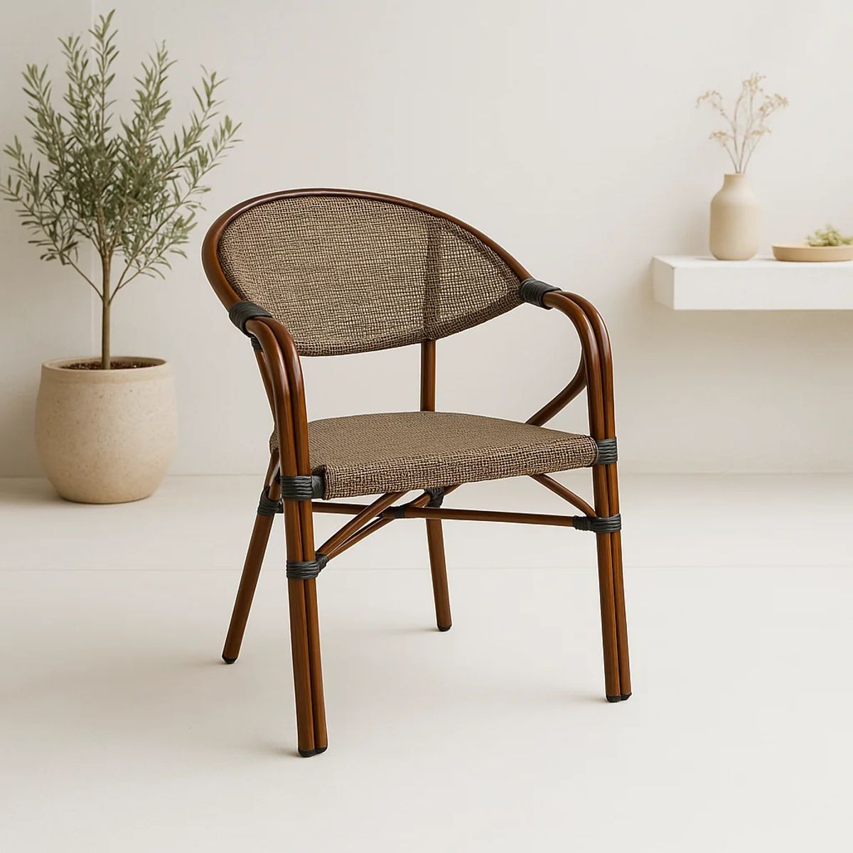 KLIK - Silla Bistro Parisina Textileno con reposabrazos - Beige