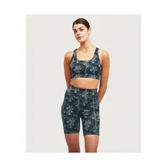 LOUNGE - Short Deportivo Biker Flores Gris