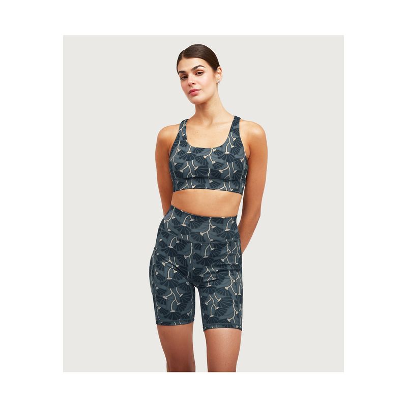 LOUNGE - Short Deportivo Biker Flores Gris LOUNGE