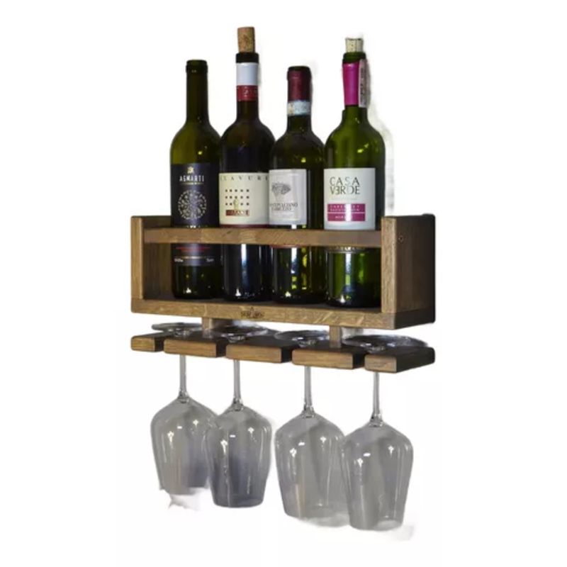 GENERICO - Porta Botella Para Vino De Madera Soporte 4 Vinos