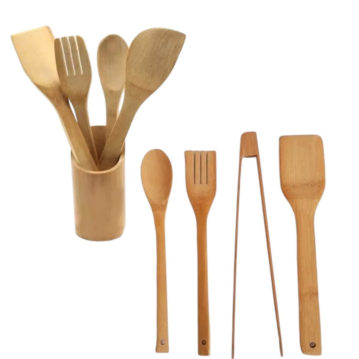 GENERICO - Set Cucharas De Palo Madera 5u