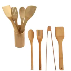 GENERICO - Set Cucharas De Palo Madera 5u