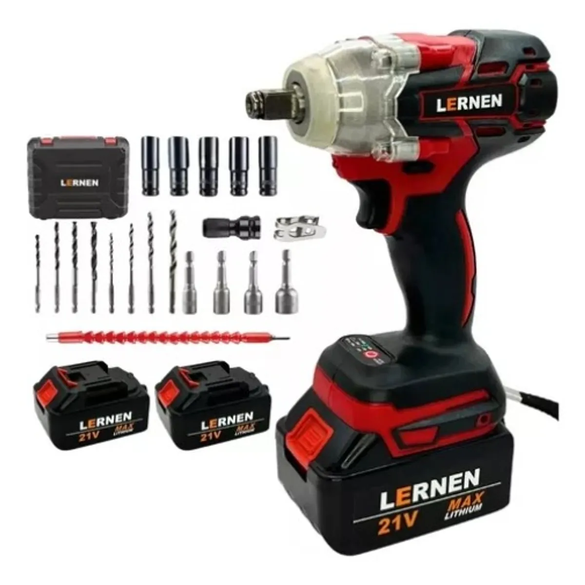 LERNEN - Llave De Impacto 1/2 LERNEN + 2 Baterías + Accesorios 21V