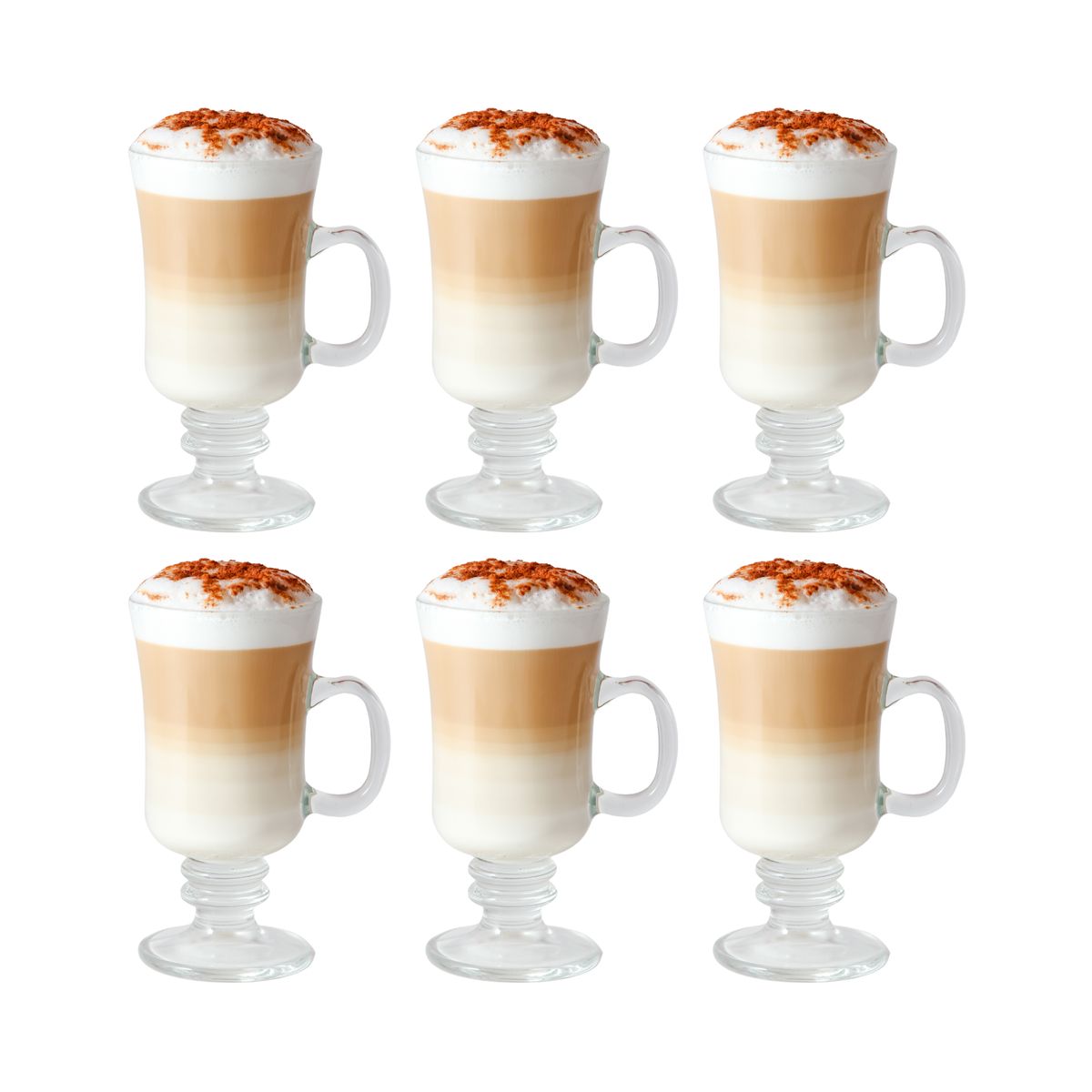 GENERICO - Set de 6 Tazas Vidrio Cappuccino 240 ml