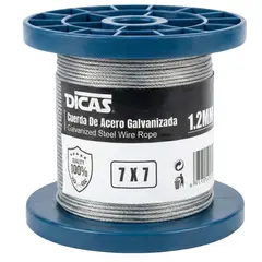 DICAS - Piola De Acero Galvanizado 1.2 Mm 100 Metros