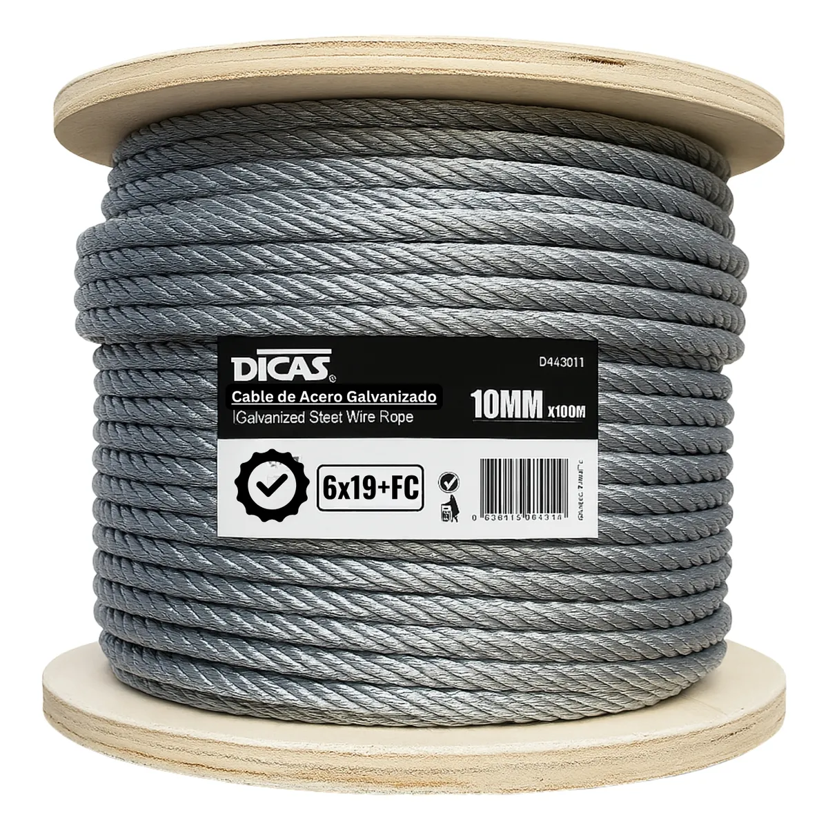 DICAS - Piola De Acero Galvanizado 10 Mm 100 Metros Dicas