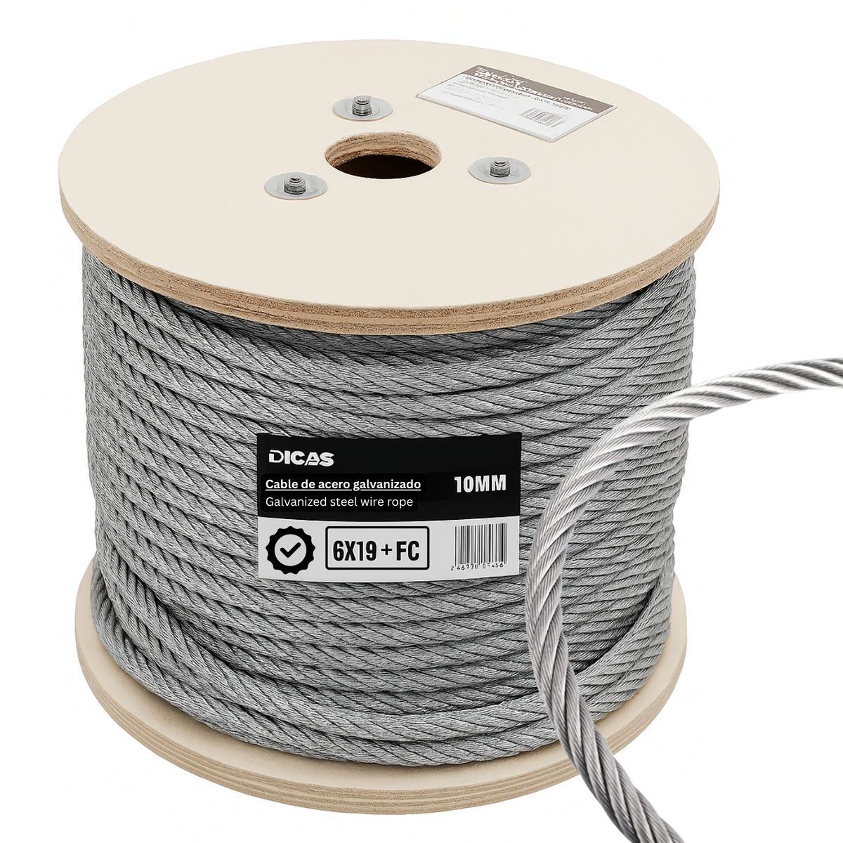 DICAS - Piola De Acero Galvanizado 10 Mm 100 Metros Dicas