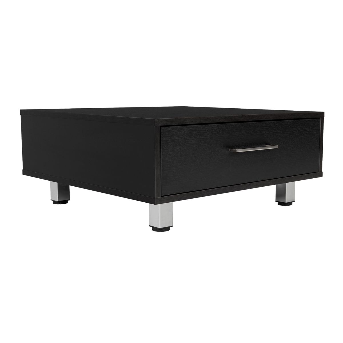 FMFURNITURE - Mesa De Centro 1 Cajón - Negro 26.3x60x60 cm