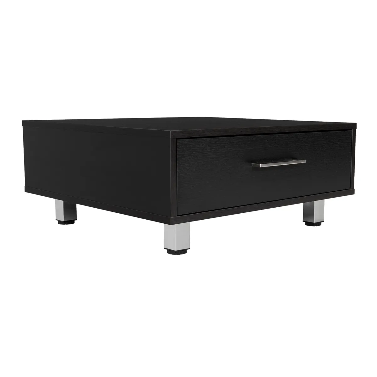 FMFURNITURE - Mesa De Centro 1 Cajón - Negro 26.3x60x60 cm