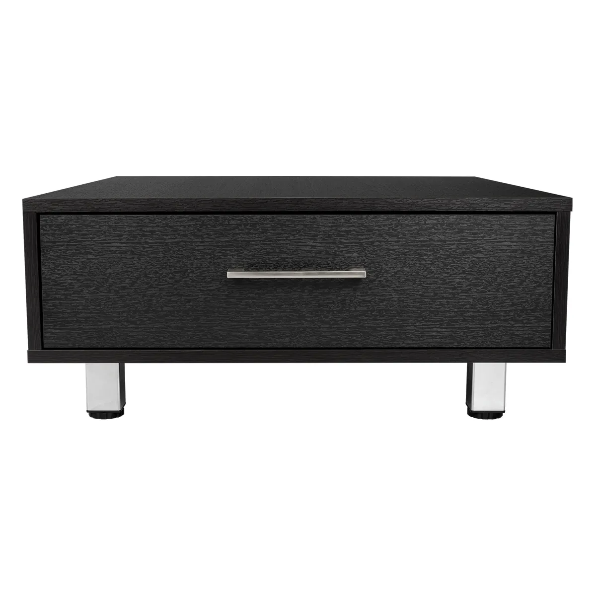FMFURNITURE - Mesa De Centro 1 Cajón - Negro 26.3x60x60 cm