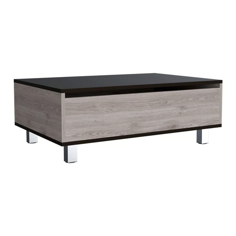 FMFURNITURE - Mesa De Centro ExtensibleGris y Negro 29.75 / 43.3x80x54.5 cm