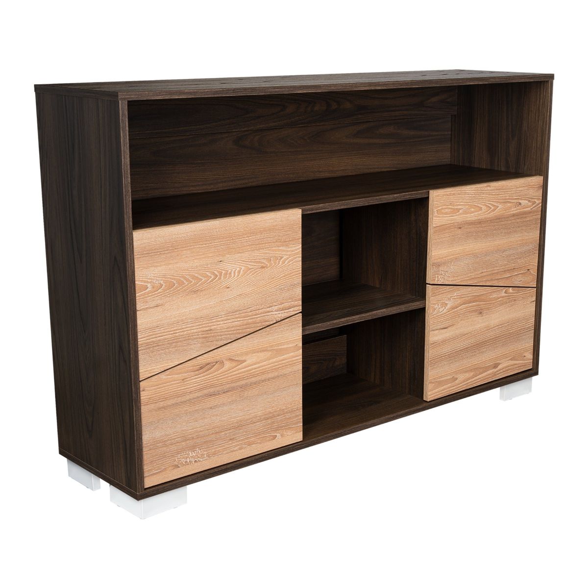 FMFURNITURE - Arrimo 2 Puertas y 1 Repisa - Café Oscuro y Café Claro 82x120.3x32.6 cm