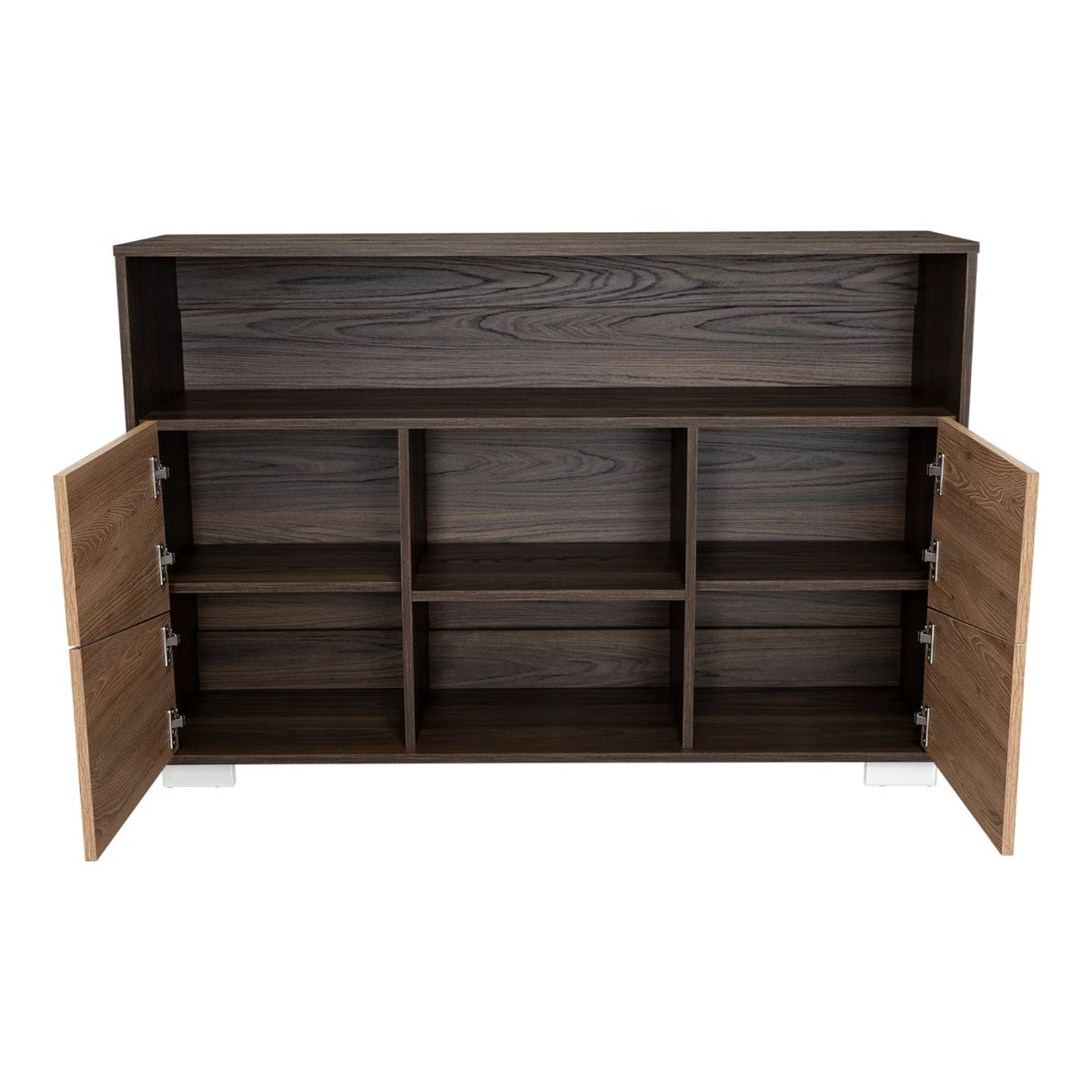 FMFURNITURE - Arrimo 2 Puertas y 1 Repisa - Café Oscuro y Café Claro 82x120.3x32.6 cm