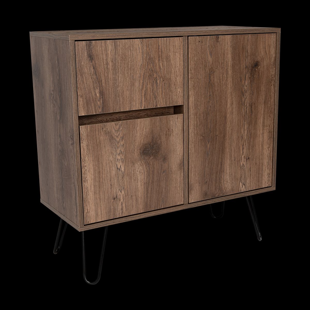 FMFURNITURE - Arrimo 2 Puertas y 1 Cajon - Café Oscuro 80x80x35 cm