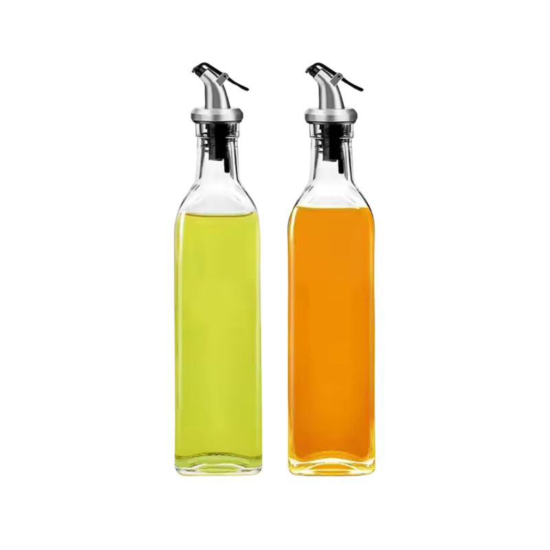 GENERICO - Set 2 Alcuza 500 ml - Aceite y Vinagre - Vidrio Transparente