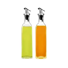 GENERICO - Set 2 Alcuza 500 ml - Aceite y Vinagre - Vidrio Transparente