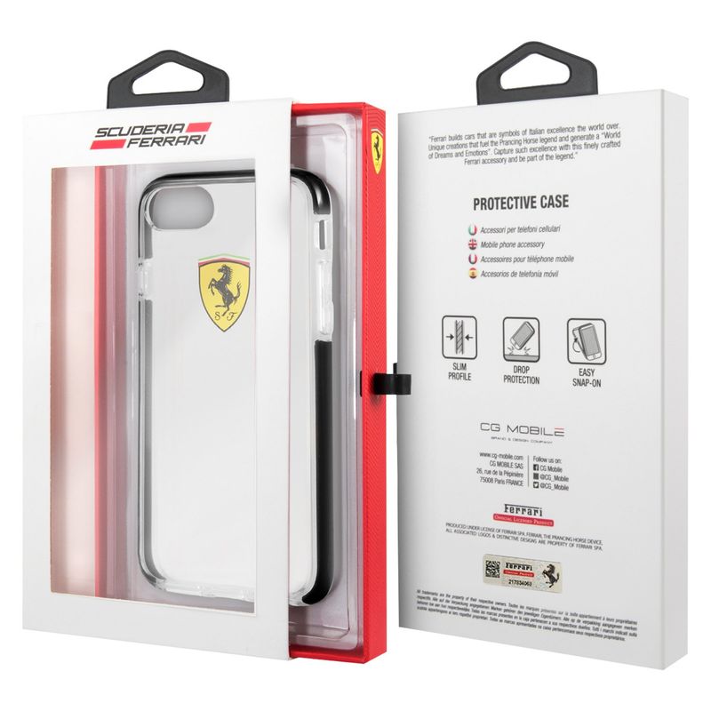 FERRARI - CARCASA FERRARI P/IPHONE 8 TRANSP/NEGRA FEGLHCI8BK FERRARI