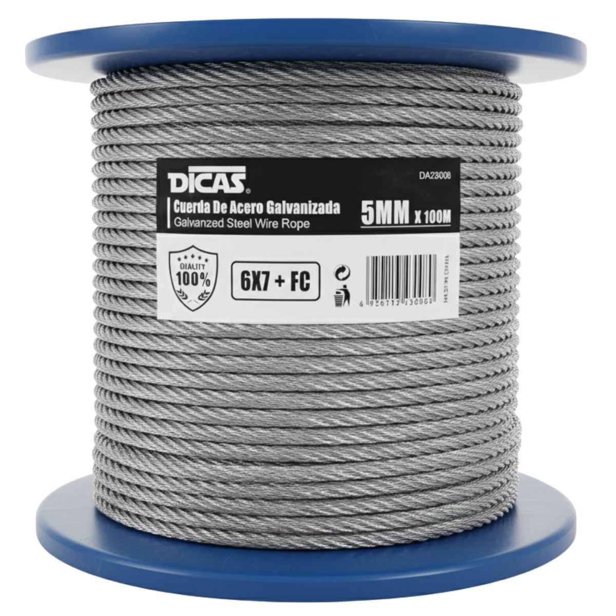 DICAS - Piola De Acero Galvanizado 5 Mm 100 Metros Dicas