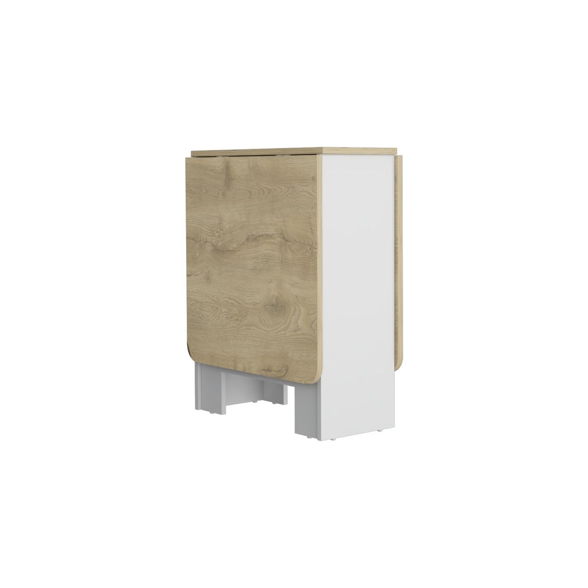 FMFURNITURE - Mesa Plegable - Blanco y Café Claro 78.6x60x31.3 cm
