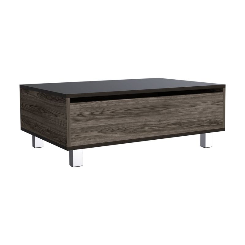 FMFURNITURE - Mesa De Centro Extensible - Café Oscuro Negro 29.75 / 43.3x80x54.5 cm