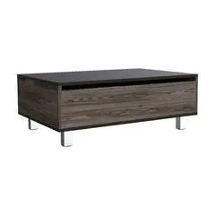 FMFURNITURE - Mesa De Centro Extensible - Café Oscuro Negro 29.75 / 43.3x80x54.5 cm