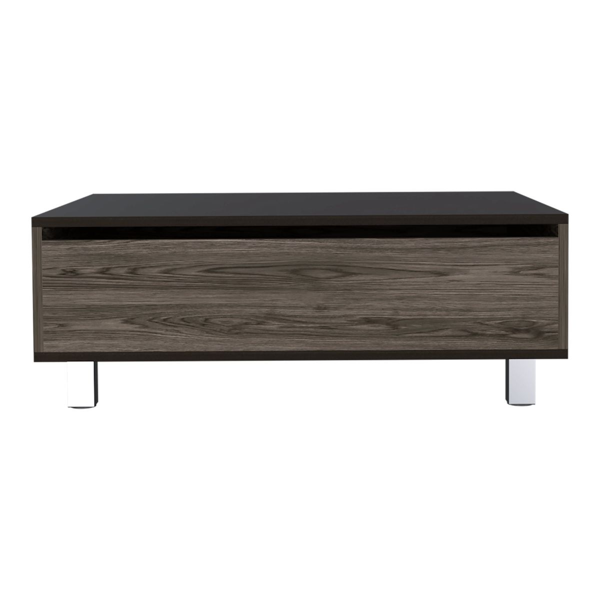 FMFURNITURE - Mesa De Centro Extensible - Café Oscuro Negro 29.75 / 43.3x80x54.5 cm