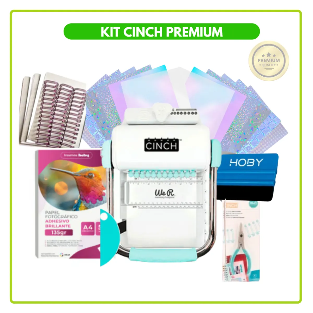 AMERICAN CRAFTS - Cinch Verde + 3 planners+ 3 ANILLOS +Laminado en Frio SFJ9