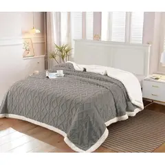 GENERICO - FRAZADA TEXTURIZADA CON CHIPORRO UNICOLOR GRIS CLARO KING RS