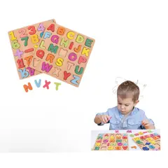 GENERICO - Pack Letras Y Números Madera Encaje Juguete Juego Montessori