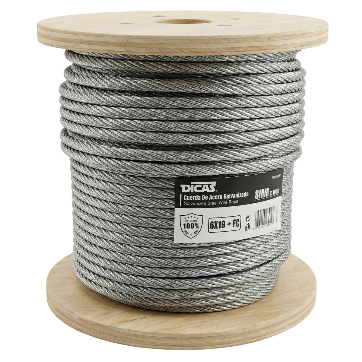 DICAS - Piola De Acero Galvanizado 8 Mm 100 Metros Dicas