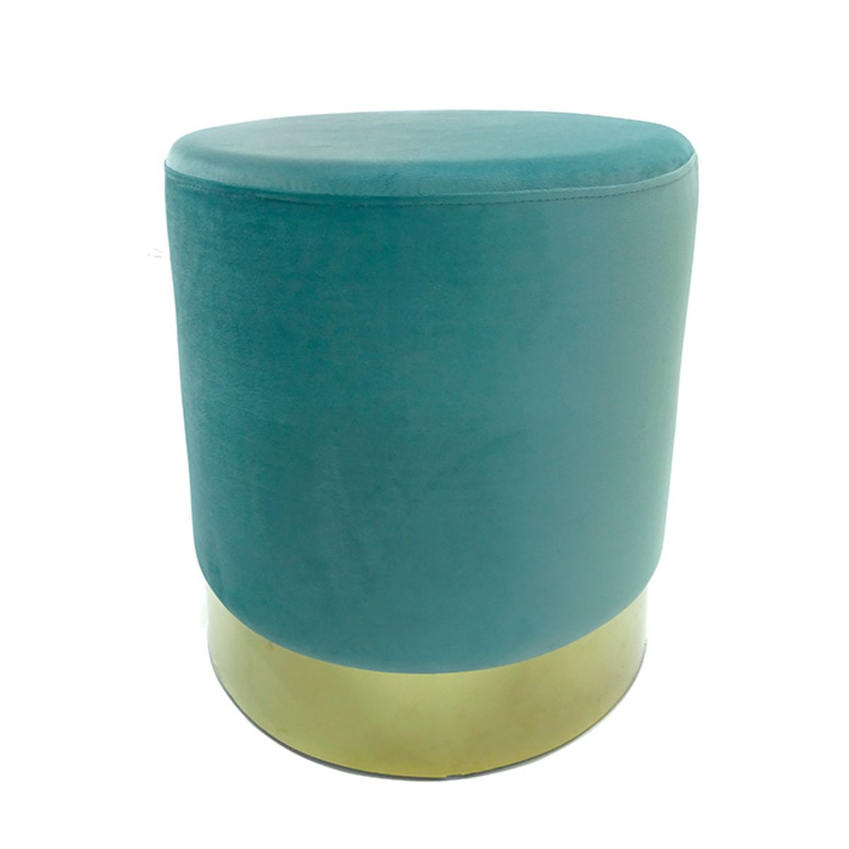 GENERICO - Puf Redondo De Felpa Azul Celeste