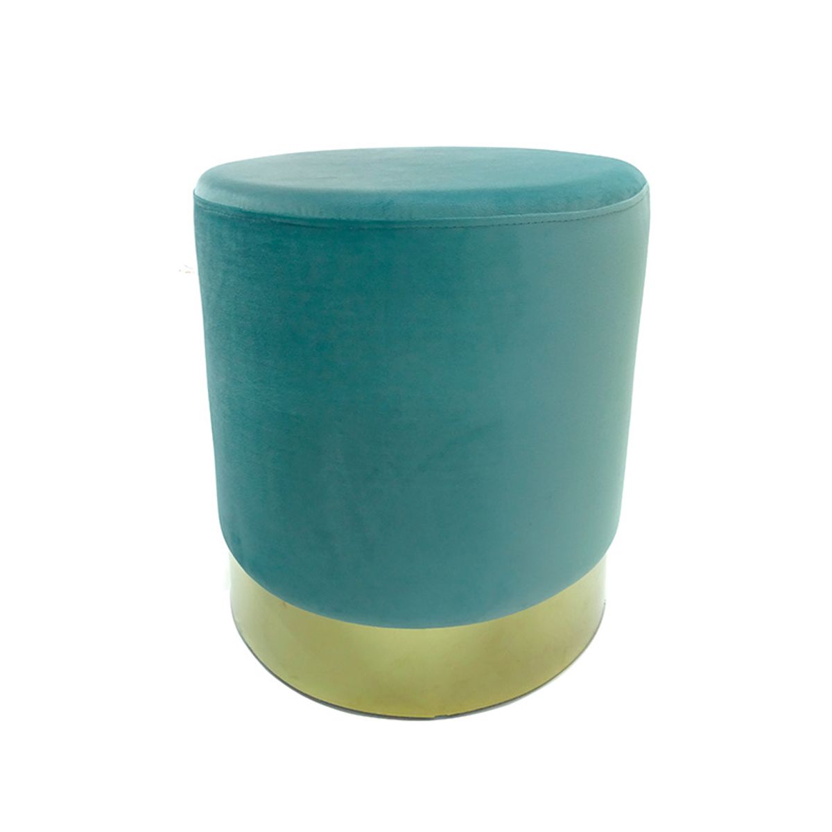 GENERICO - Puf Redondo De Felpa Azul Celeste