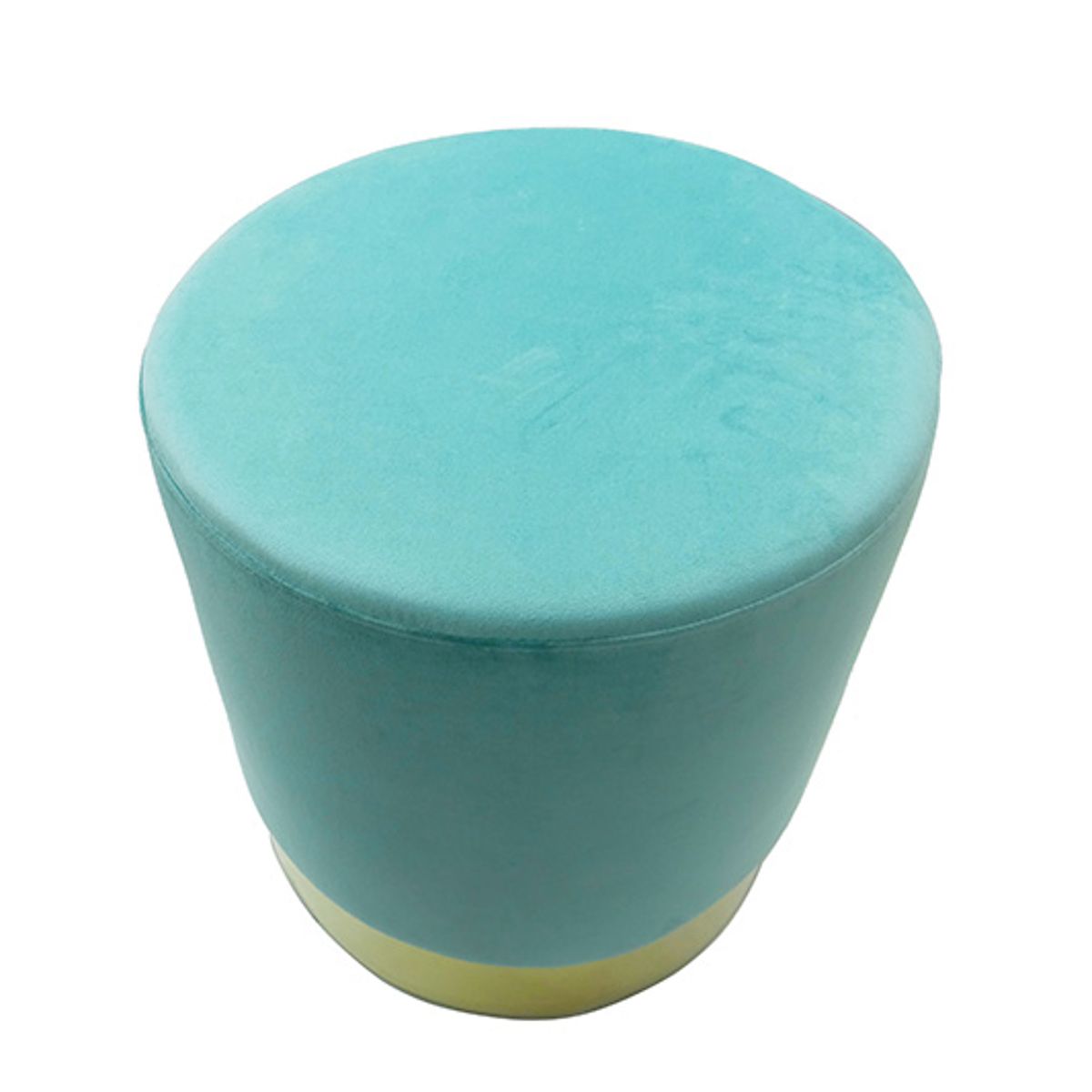 GENERICO - Puf Redondo De Felpa Azul Celeste