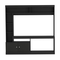 Estante TV 55"" Con 2 Puertas 7 Repisas Negro 180.6x180x30.3 cm